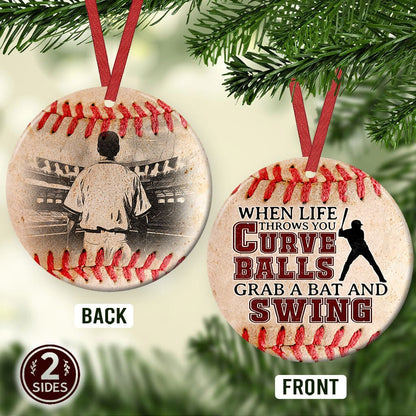 Father Gift When Life Throws You Curve Balls Ceramic Circle Ornament - Decorative Ornament - Christmas Ornament