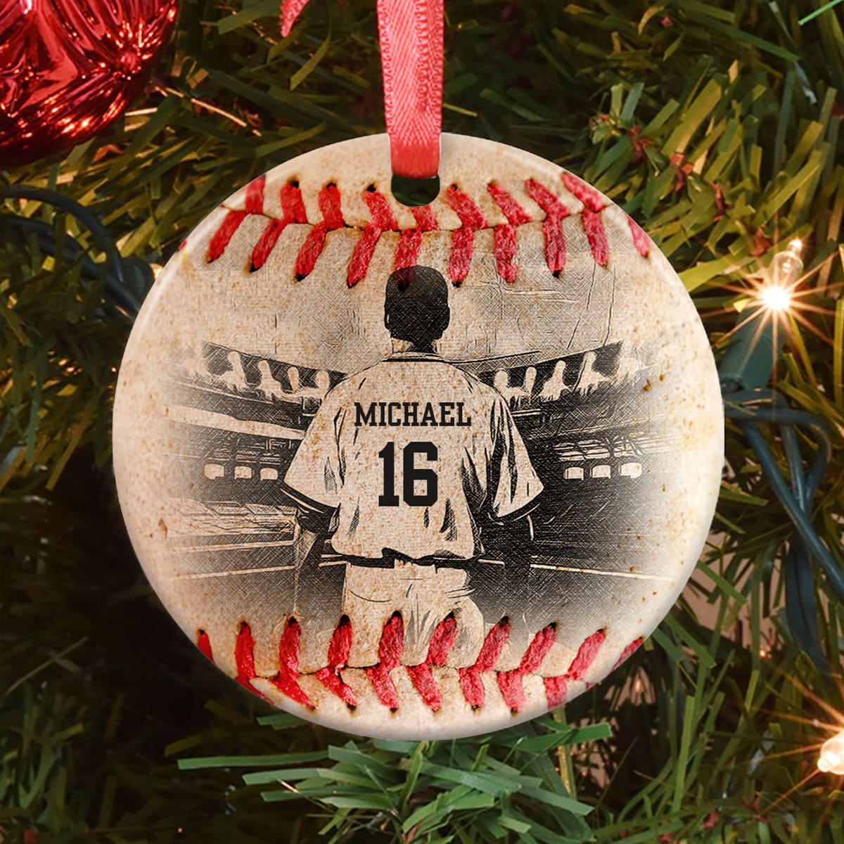 Father Gift When Life Throws You Curve Balls Ceramic Circle Ornament - Decorative Ornament - Christmas Ornament