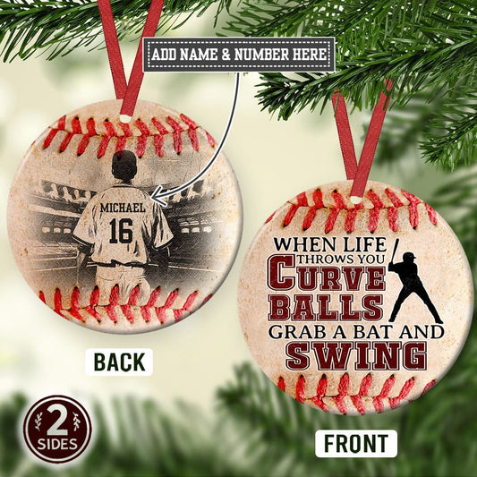 Father Gift When Life Throws You Curve Balls Circle Ornament - Christmas Ornament - Ciaocustom