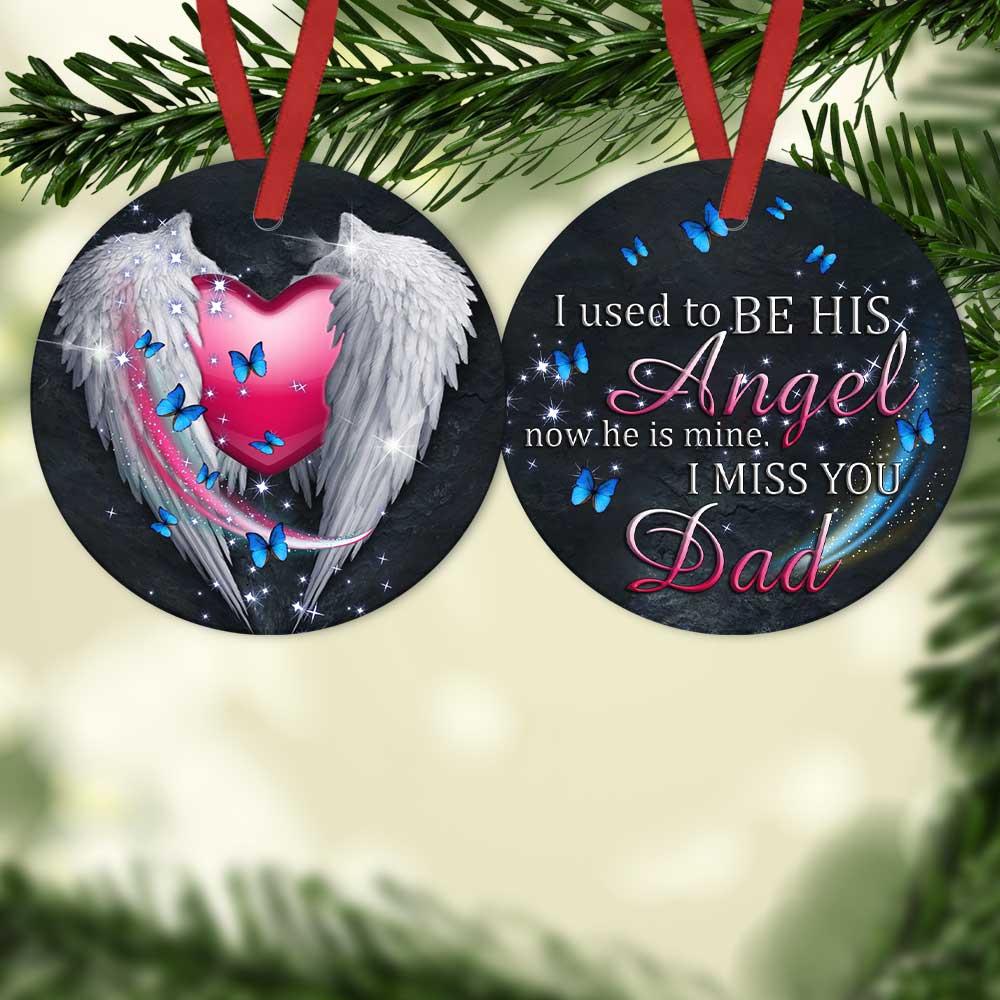 Father Memory Ceramic Circle Ornament - Decorative Ornament - Christmas Ornament