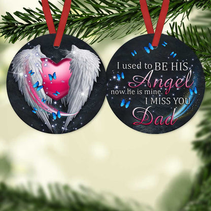 Father Memory Ceramic Circle Ornament - Decorative Ornament - Christmas Ornament