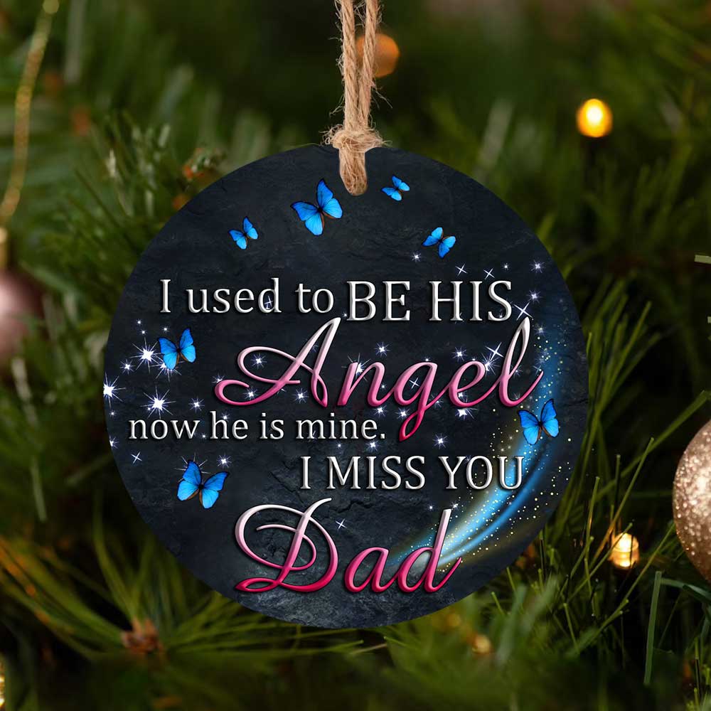 Father Memory Ceramic Circle Ornament - Decorative Ornament - Christmas Ornament