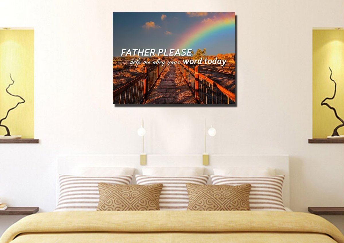 Father Please Help Me Obey Your Word Today Wall Art Canvas Print - Christian Canvas Wall Art
