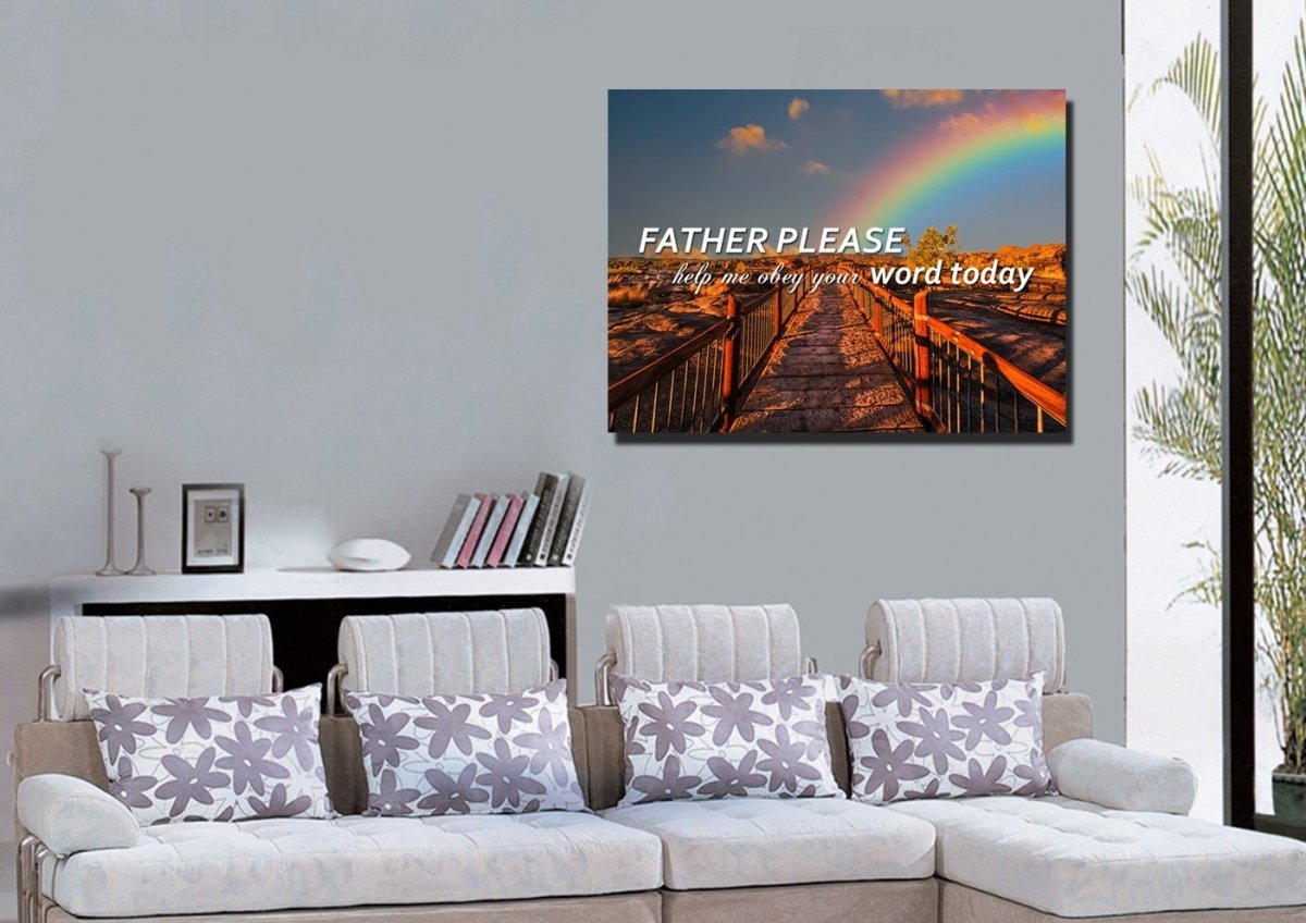 Father Please Help Me Obey Your Word Today Wall Art Canvas Print - Christian Canvas Wall Art