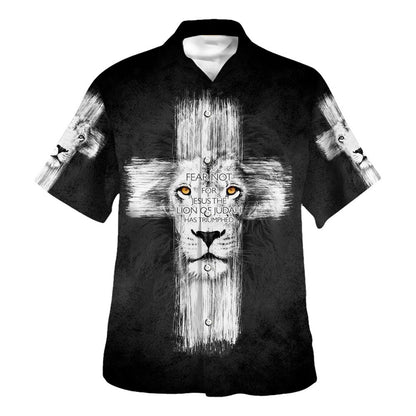 Fear Not For Jesus The Lion Judah Has Triumphed Hawaiian Shirt - Christian Hawaiian Shirt - Religious Hawaiian Shirts