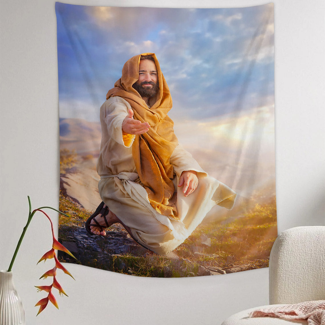 Fear Not Tapestry - Jesus Picture - Religious Tapestry - Christian Tapestry Wall Hangings