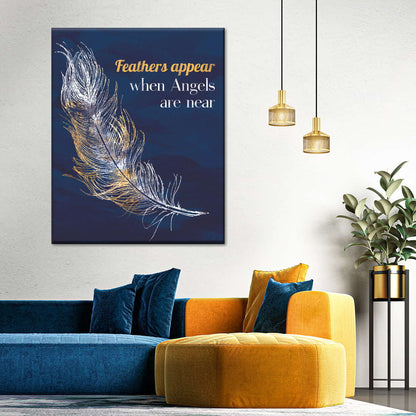 Feathers Appear When Angels Are Near Canvas Wall Art - Christian Wall Decor Art - Religious Wall Decor