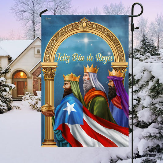 Feliz Día de Reyes Puerto Rico Three Kings Epiphany Flag - Outdoor House Flags - Decorative Flags