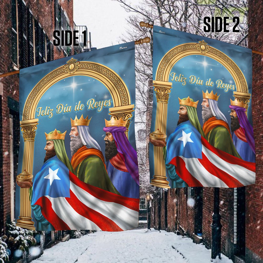 Feliz Día de Reyes Puerto Rico Three Kings Epiphany Flag - Outdoor House Flags - Decorative Flags