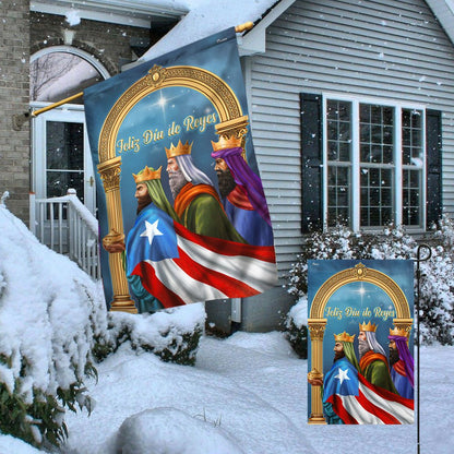 Feliz Día de Reyes Puerto Rico Three Kings Epiphany Flag - Outdoor House Flags - Decorative Flags