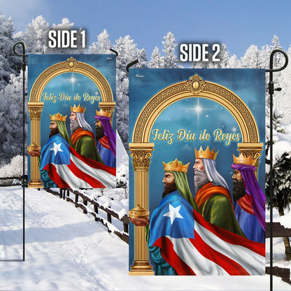 Feliz Día de Reyes Puerto Rico Three Kings Epiphany Flag - Outdoor House Flags - Decorative Flags