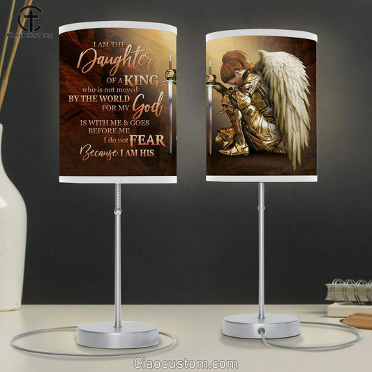 Female Warrior I Am The Daughter Of A King Table Lamp Print - Inspirational Table Lamp Art - Scripture Lamp Art