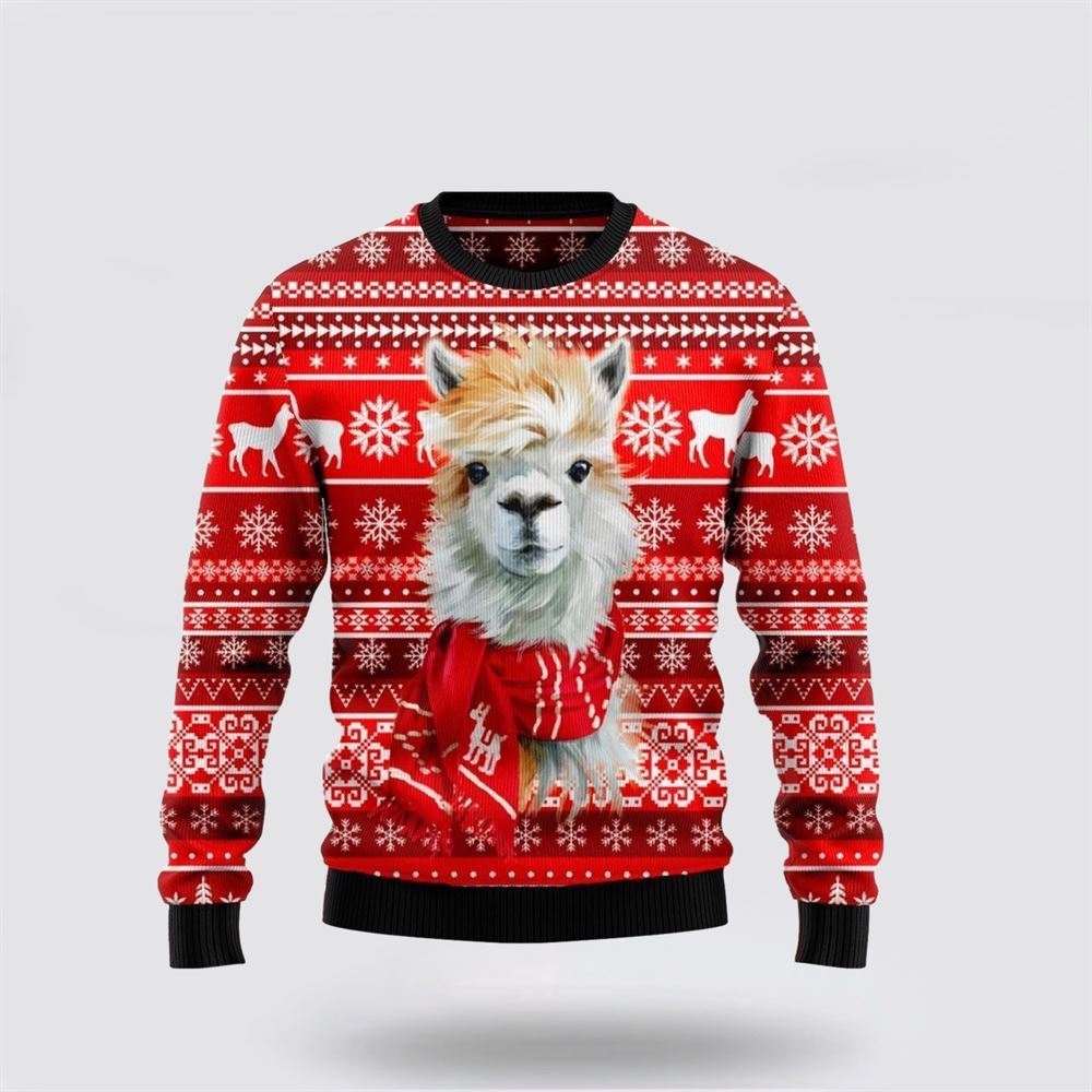 Festive Llama Ugly Christmas Sweater, Farm Sweater, Christmas Gift, Best Winter Outfit Christmas
