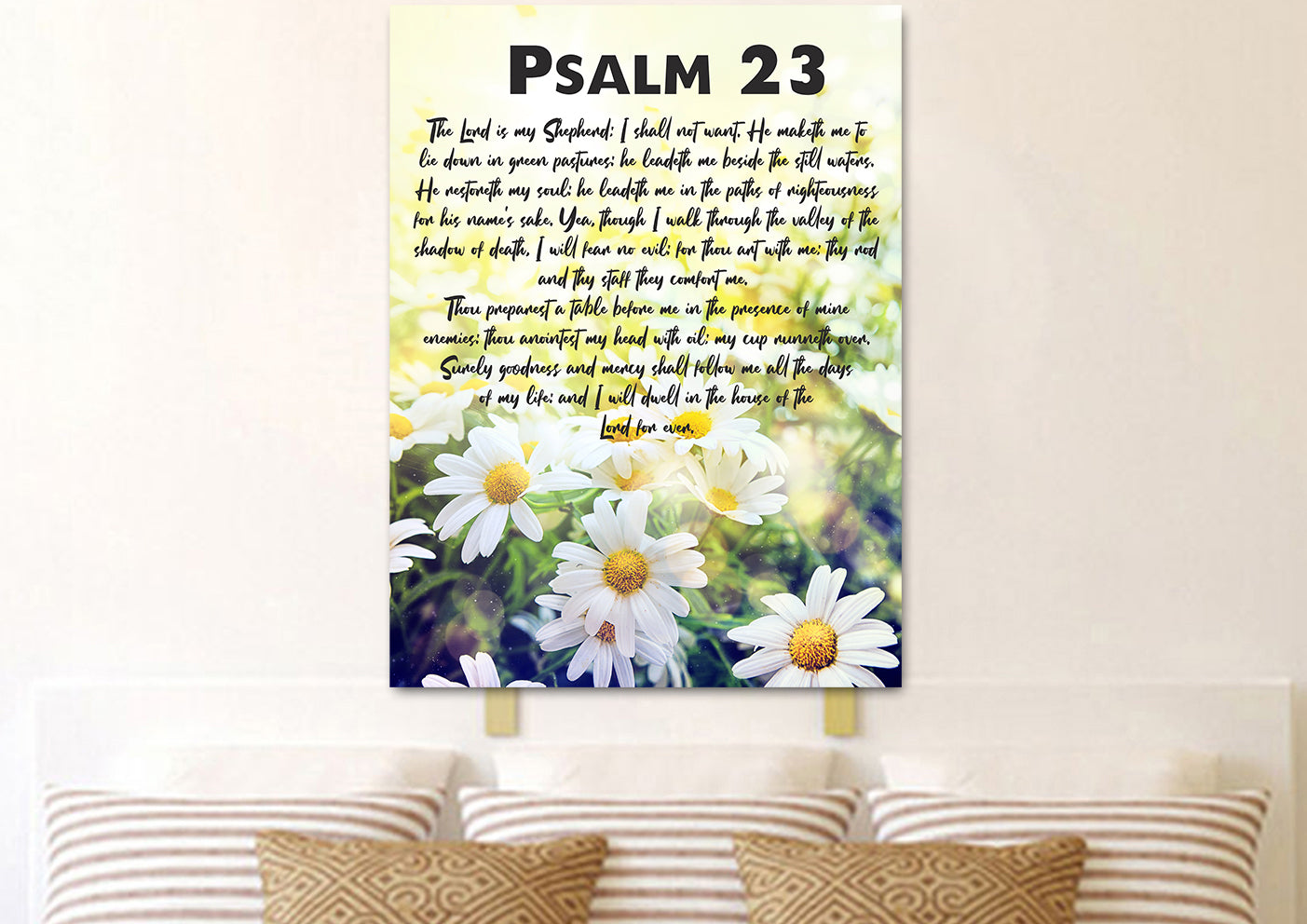 Field Of Daisies & Psalm 23 The Lord Is My Shepherd Canvas Wall Art