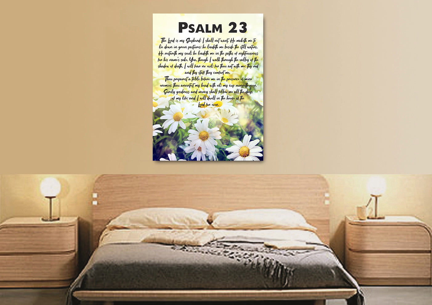 Field Of Daisies & Psalm 23 The Lord Is My Shepherd Canvas Wall Art