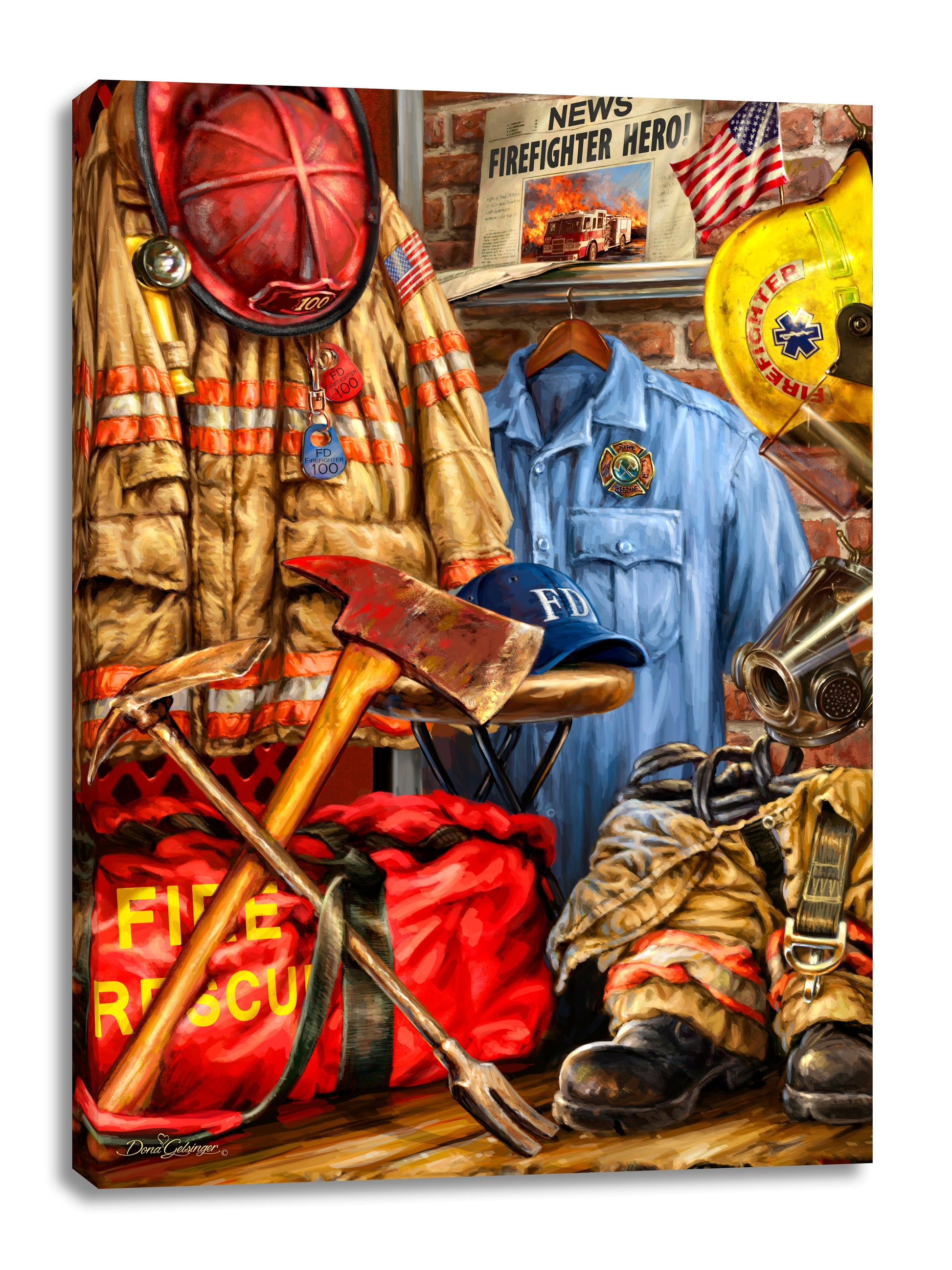 Firefighter Canvas Wall Art - Christian Wall Decor - Religious Gift