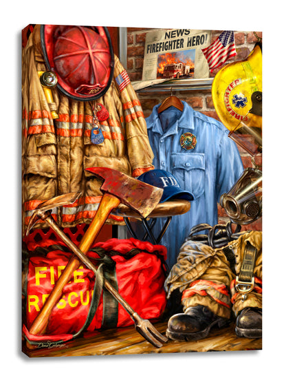 Firefighter Canvas Wall Art - Christian Wall Decor - Religious Gift