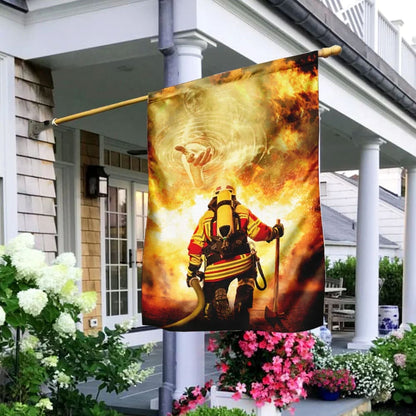 Firefighter God Jesus Flag - Outdoor Christian House Flag - Christian Garden Flags