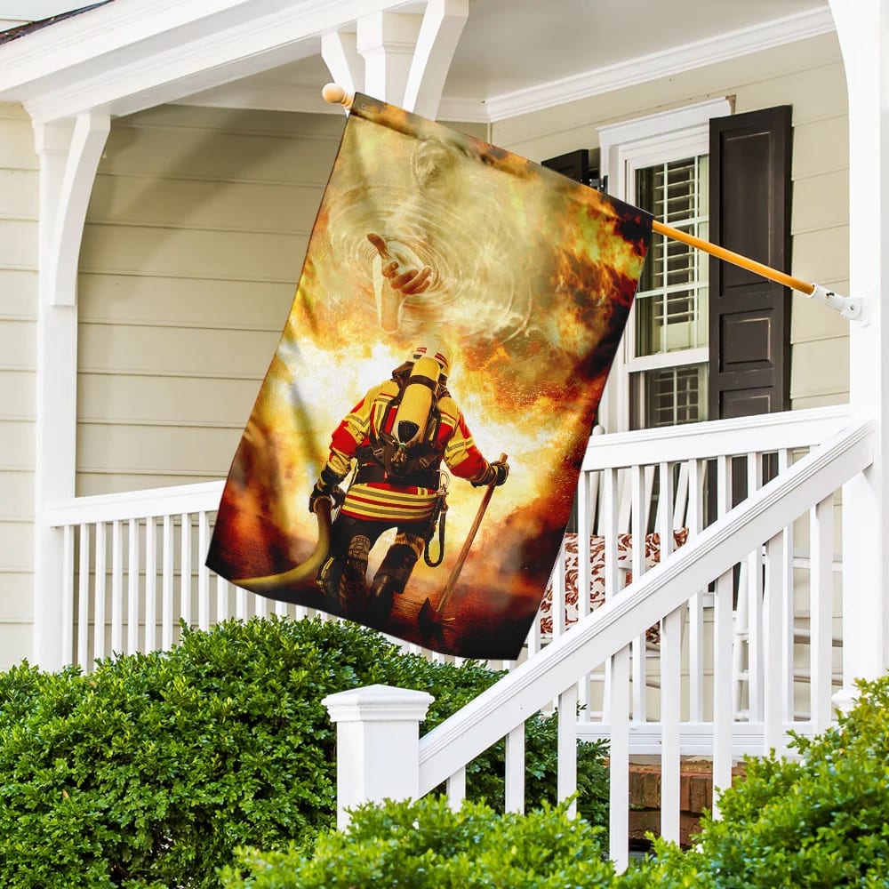 Firefighter God Jesus Flag - Outdoor Christian House Flag - Christian Garden Flags