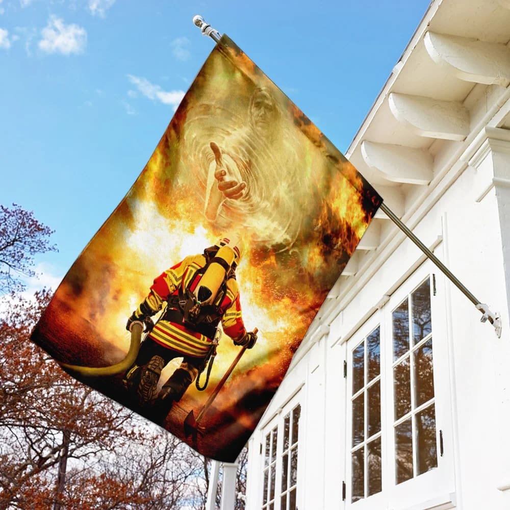 Firefighter God Jesus Flag - Outdoor Christian House Flag - Christian Garden Flags