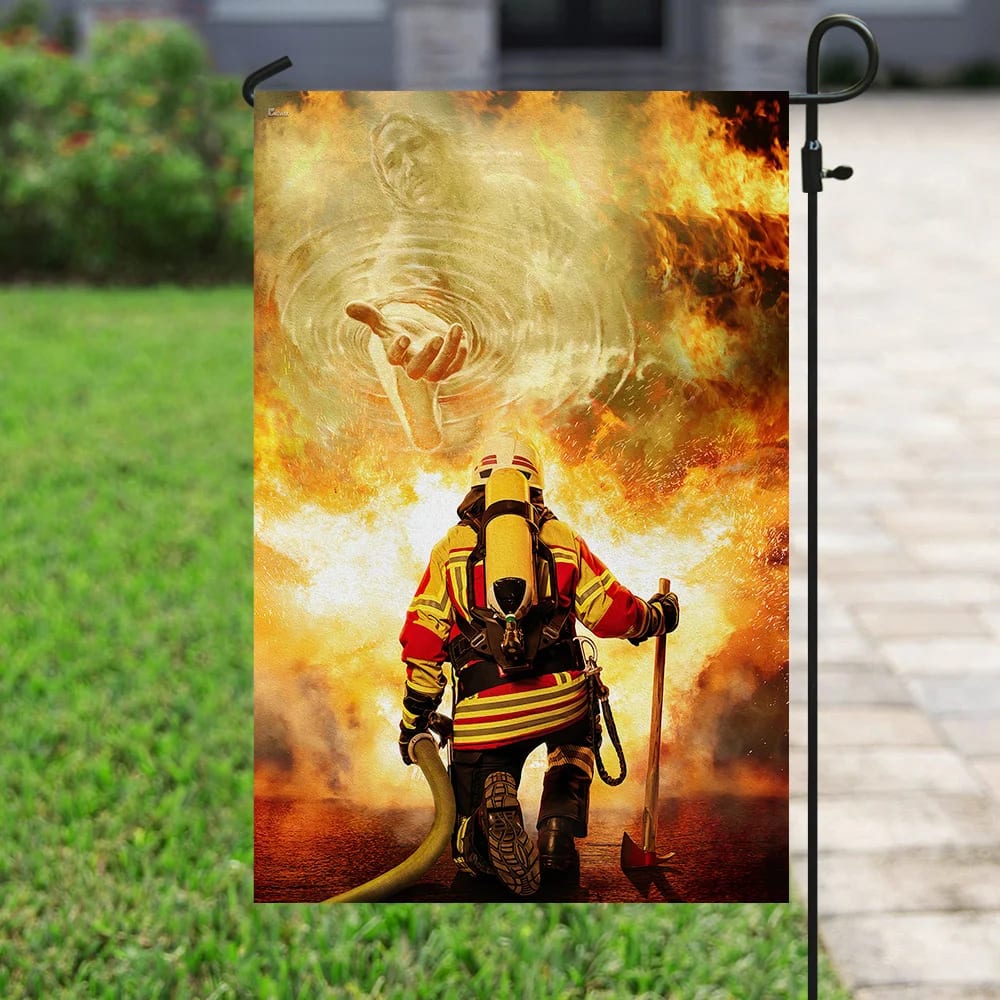 Firefighter God Jesus Flag - Outdoor Christian House Flag - Christian Garden Flags