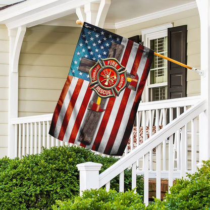 Firefighter Jesus Cross Flag - Outdoor Christian House Flag - Christian Garden Flags