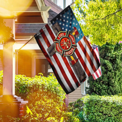 Firefighter Jesus Cross Flag - Outdoor Christian House Flag - Christian Garden Flags