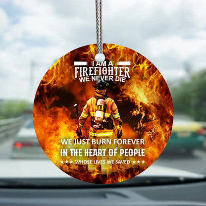 Firefighters Never Die Ceramic Circle Ornament - Decorative Ornament - Christmas Ornament