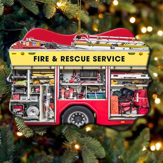 Firetruck For Firefighter Metal Ornament - Christmas Ornament - Christmas Gift
