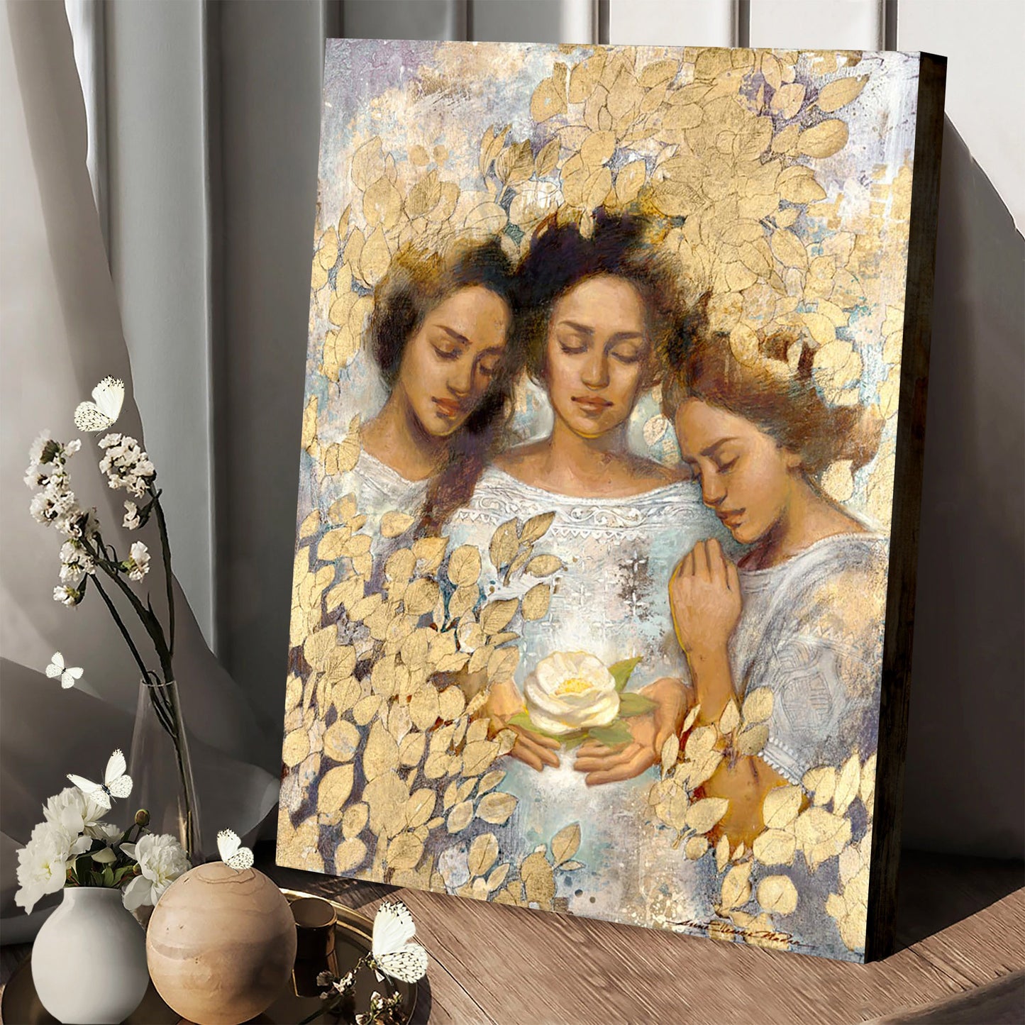 First Blossom Gold Canvas Pictures - Jesus Canvas Art - Christian Wall Art