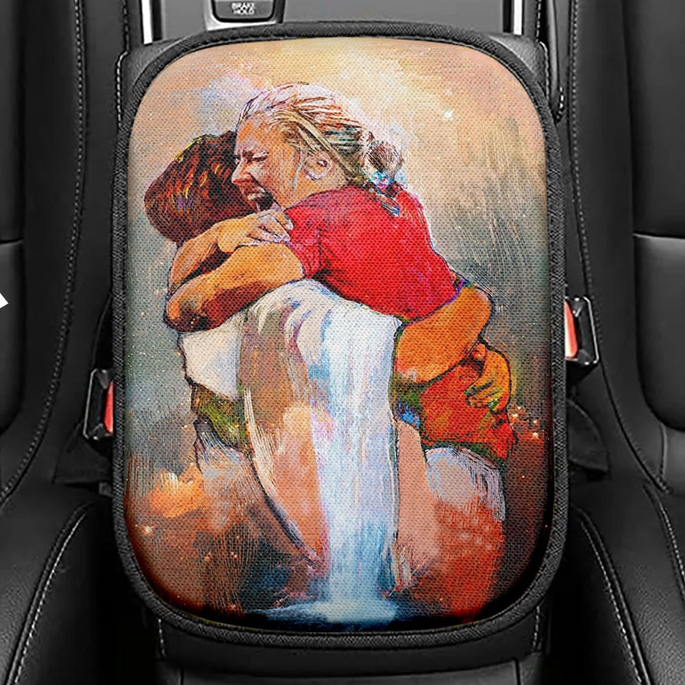 First Day In Heaven Painting Seat Box Cover, I Held Him And Would Not Let Him Go Car Center Console Cover