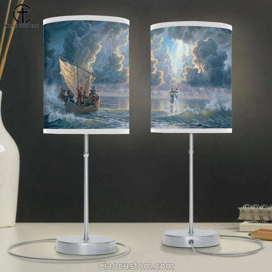 Fishermen Walking With Jesus Table Lamp Prints - Christian Lamp Art - Christian Home Decor