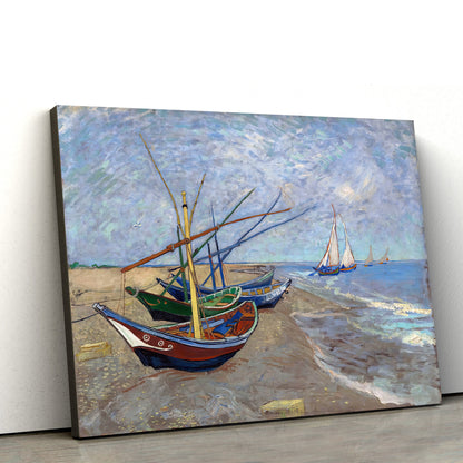 Fishing Boats On The Beach Canvas Wall Art - Canvas Wall Decor - Home Decor Living Room