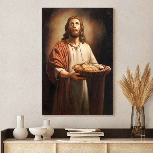 Five Loaves And Two Fishes Canvas Wall Art - Jesus Canvas Pictures - Christian Canvas Wall Art