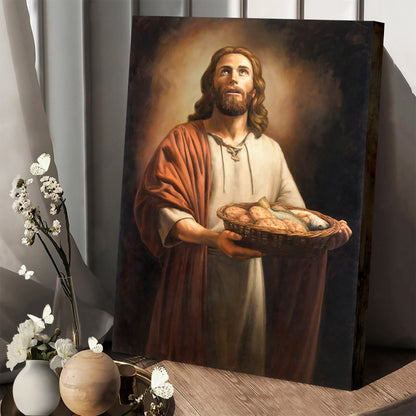 Five Loaves And Two Fishes Canvas Wall Art - Jesus Canvas Pictures - Christian Canvas Wall Art