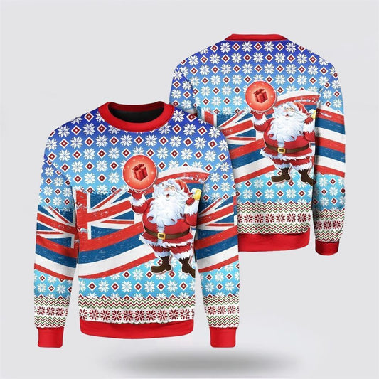 Flag Santa Claus Pattern Ugly Christmas Sweater For Men And Women, Best Gift For Christmas, The Beautiful Winter Christmas Outfit