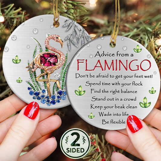 Flamingo Advice Ceramic Circle Ornament - Decorative Ornament - Christmas Ornament