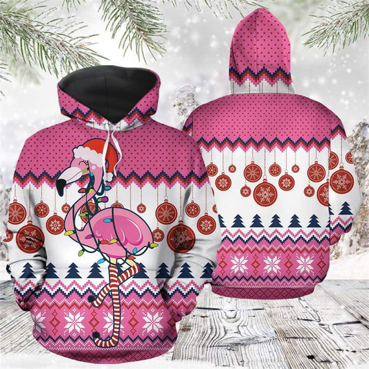 Flamingo Merry Christmas All Over Print 3D Hoodie For Men And Women, Christmas Gift, Warm Winter Clothes, Best Outfit Christmas