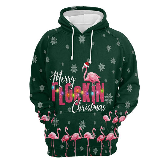 Flamingo Merry Flockin Christmas All Over Print 3D Hoodie For Men And Women, Best Gift For Dog lovers, Best Outfit Christmas
