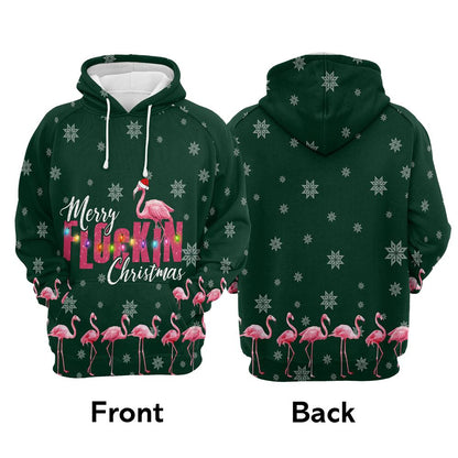 Flamingo Merry Flockin Christmas All Over Print 3D Hoodie For Men And Women, Best Gift For Dog lovers, Best Outfit Christmas