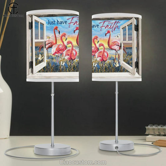 Flamingo Painting Sunny Day Just Have Faith Table Lamp