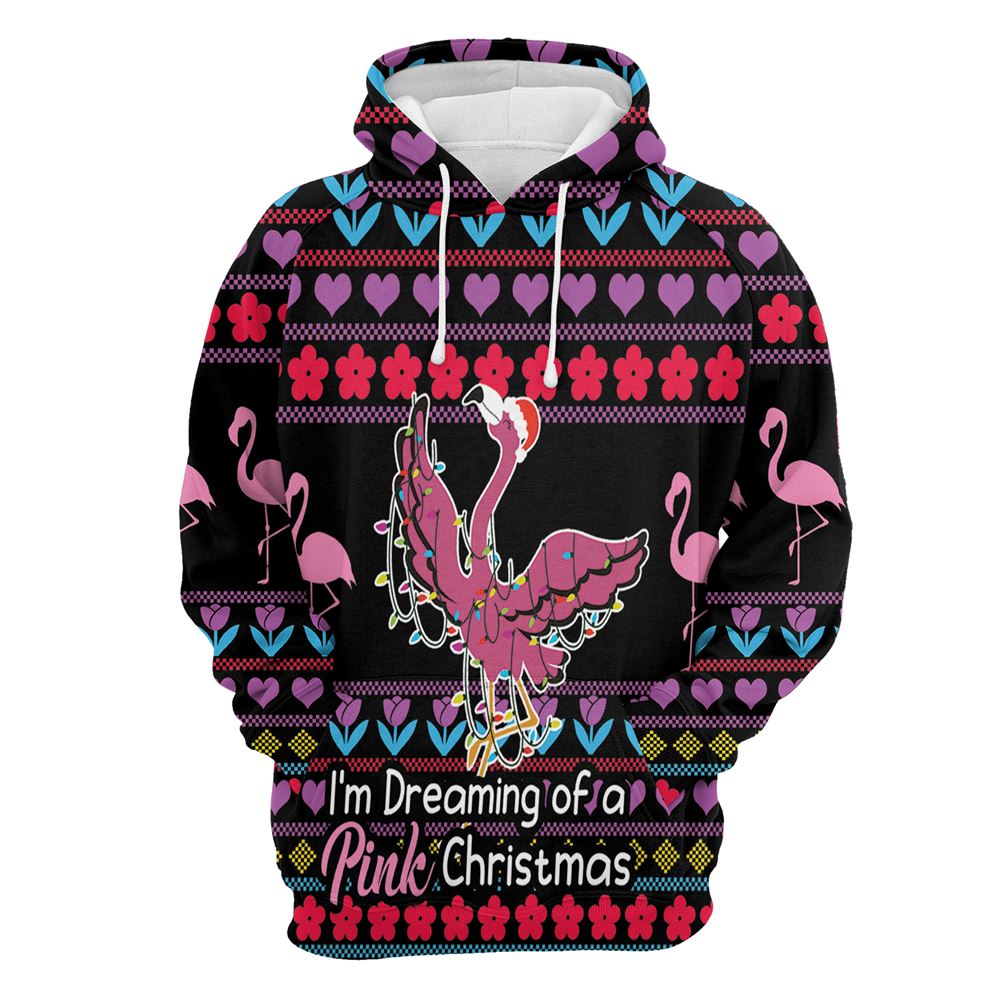Flamingo Pink Christmas All Over Print 3D Hoodie For Men And Women, Best Gift For Dog lovers, Best Outfit Christmas