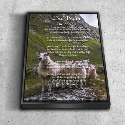 Flock Of Sheep & Psalm 23 The Lord Is My Shepherd Canvas Wall Art
