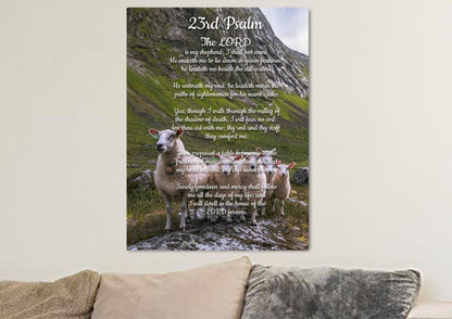 Flock Of Sheep & Psalm 23 The Lord Is My Shepherd Canvas Wall Art