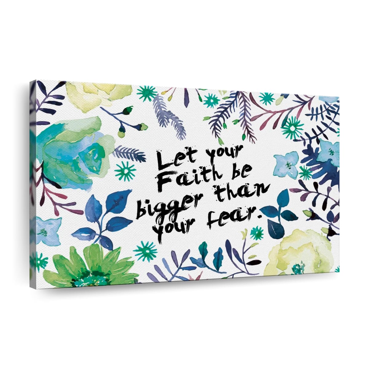Floral Bigger Faith Canvas Wall Art - Christian Canvas Wall Art - Religious Wall Art Canvas
