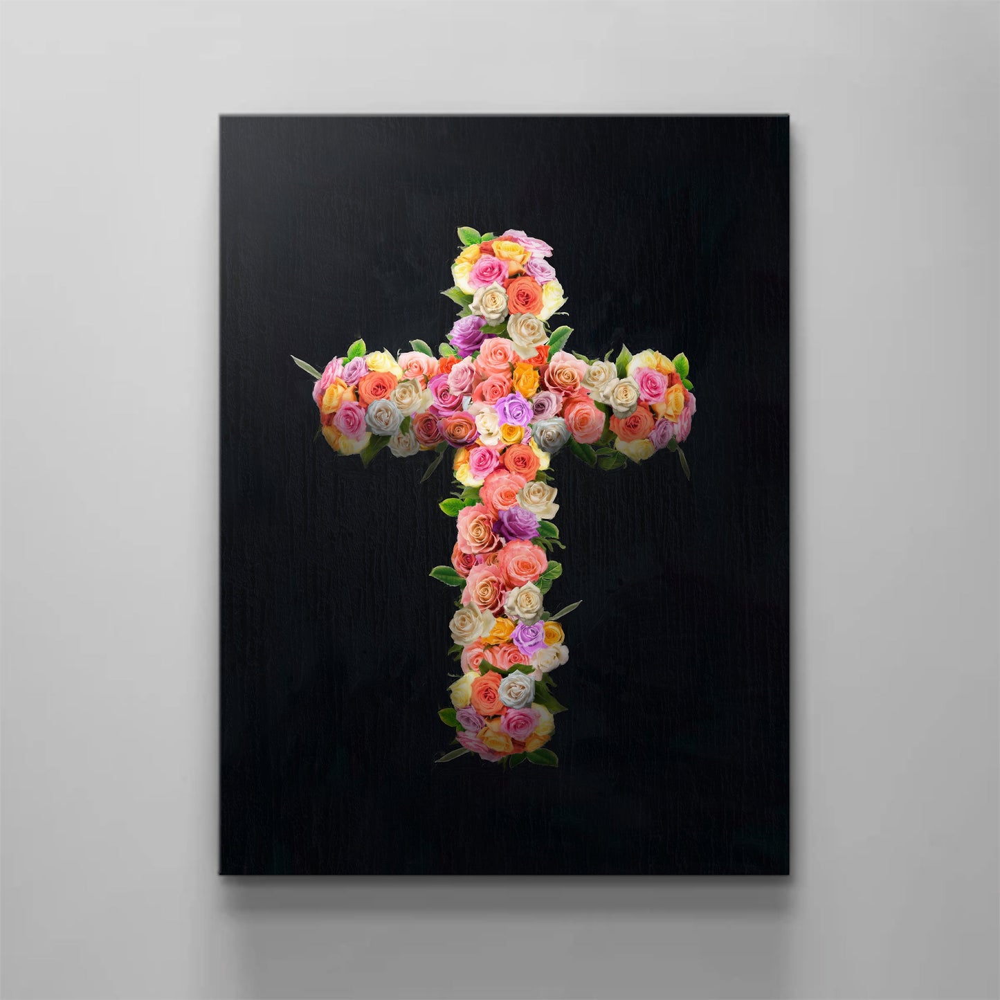 Floral Cross Canvas - Religious Canvas Art - Christian Canvas Wall Art - Ciaocustom