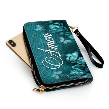 Flower And Butterfly Clutch Purse For Women - Personalized Name - Christian Gifts For Women