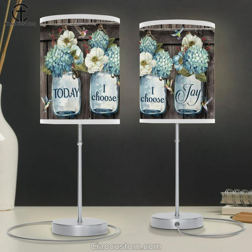 Flower Artwork, White Camellia, Colorful Hummingbird, Today I Choose Joy Table Lamp