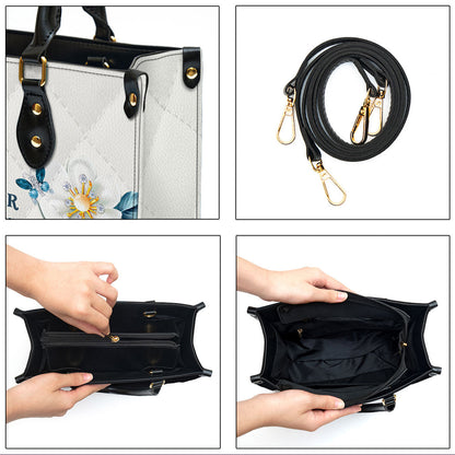 Flower & Butterfly Way Maker And Miracle Worker Leather Bag - Personalized Leather Bag With Handle for Christian Women