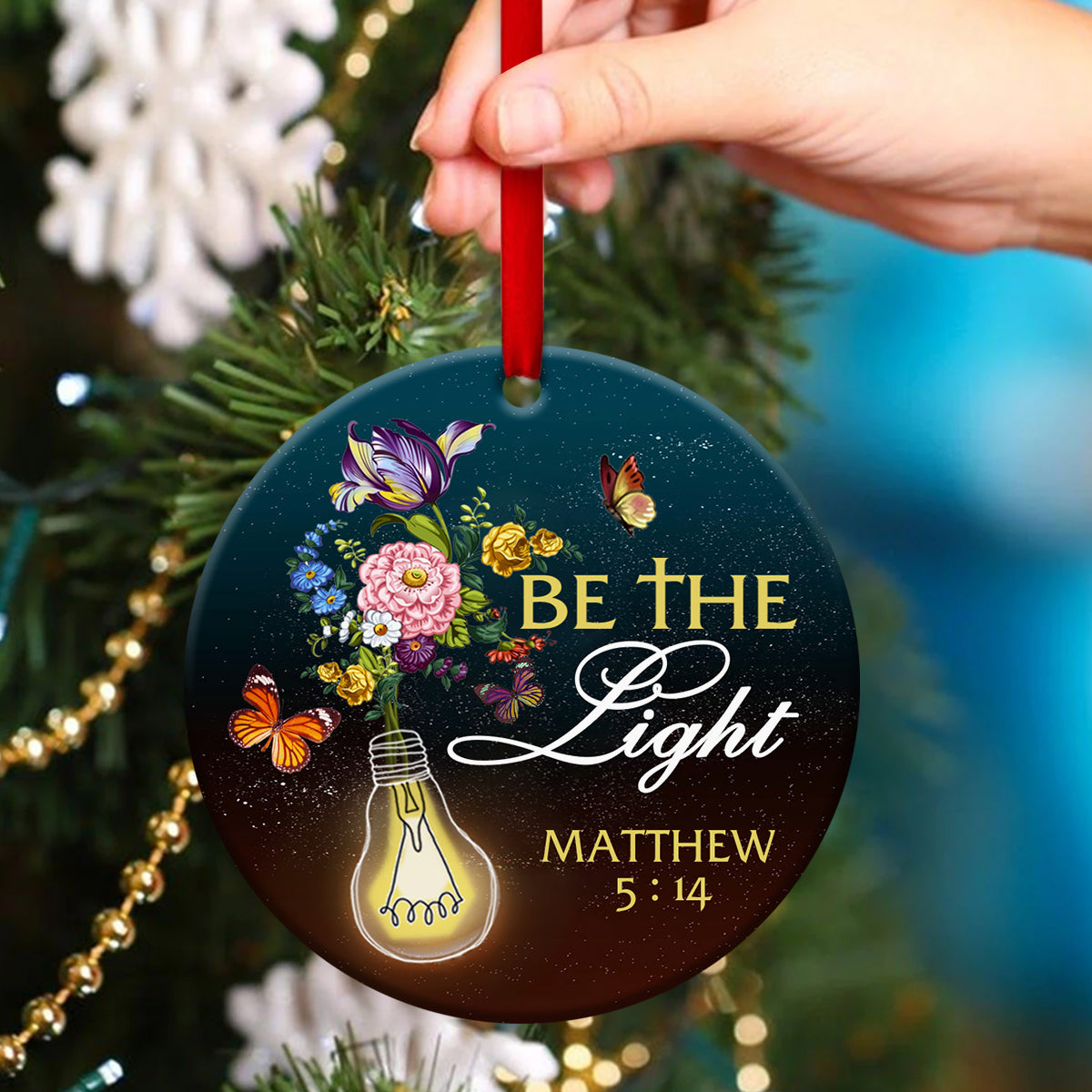 Flower Ceramic Circle Ornament - You Are The Light Of The World - Ornaments Hanging Gift - Nativity Ornaments